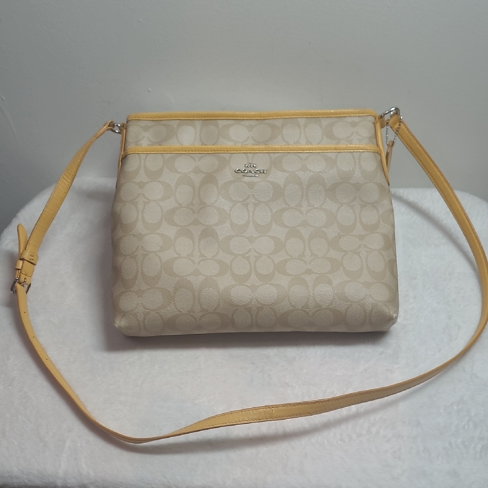 Coach Cream and Tan Crossbody Bag